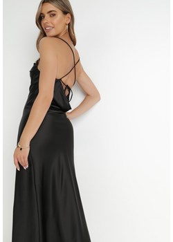Czarna Sukienka Satynowa Chrentizo ze sklepu Born2be Odzież w kategorii Sukienki - zdjęcie 142369920