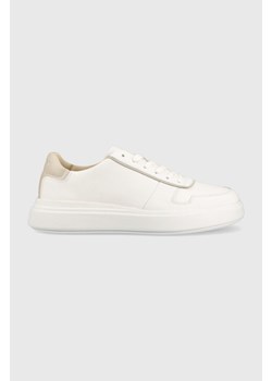 Calvin Klein sneakersy skórzane Low Top Lace Up kolor biały ze sklepu ANSWEAR.com w kategorii Buty sportowe męskie - zdjęcie 142418550