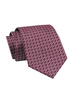 Elegancki, Klasyczny, Męski Krawat -ALTIES - Czerwony w Geometryczny Wzór KRALTS0694 ze sklepu JegoSzafa.pl w kategorii Krawaty - zdjęcie 142429024