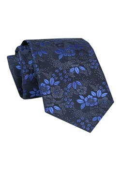 Męski Krawat - ALTIES - Klasyczny - Granat w Niebieskie Kwiaty KRALTS0710 ze sklepu JegoSzafa.pl w kategorii Krawaty - zdjęcie 142461871