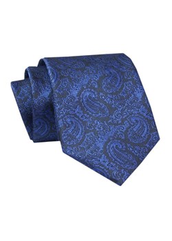 Męski Krawat - ALTIES - Klasyczny - Niebieski Wzór Paisley KRALTS0715 ze sklepu JegoSzafa.pl w kategorii Krawaty - zdjęcie 142461891