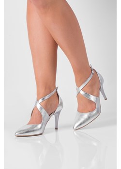Szpilki taneczne XENA srebrne z czubatym noskiem z paskami 35 ze sklepu Butdam w kategorii Czółenka - zdjęcie 142466414