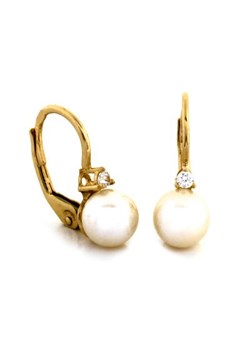 Złote kolczyki 585 eleganckie z perłami 2,23 g ze sklepu LOVRIN w kategorii Kolczyki - zdjęcie 142467571