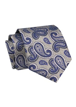 Krawat - ALTIES - Ciemnobeżowy, Granatowe Paisley KRALTS0746 ze sklepu JegoSzafa.pl w kategorii Krawaty - zdjęcie 142509520