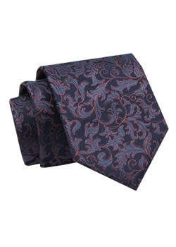 Krawat - ALTIES - Granat z Pomarańczowym Motywem Kwiatowym KRALTS0723 ze sklepu JegoSzafa.pl w kategorii Krawaty - zdjęcie 142509542