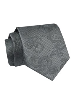 Krawat - ALTIES - Stalowy, Deseń w Kwiaty KRALTS0742 ze sklepu JegoSzafa.pl w kategorii Krawaty - zdjęcie 142509564