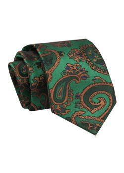 Krawat - ALTIES - Brązowe, Duże Paisley, Tło Zielone KRALTS0760 ze sklepu JegoSzafa.pl w kategorii Krawaty - zdjęcie 142557060