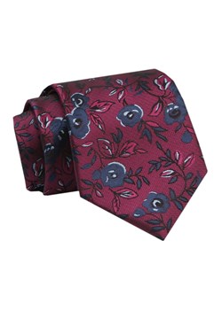 Krawat - ALTIES - Ciemna Czerwień z Motywem Kwiatowym KRALTS0765 ze sklepu JegoSzafa.pl w kategorii Krawaty - zdjęcie 142557062