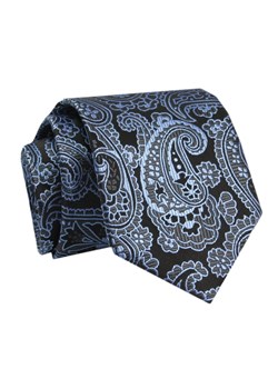 Krawat - ALTIES - Czerń z Niebieskim Wzorem Orientalnym KRALTS0753 ze sklepu JegoSzafa.pl w kategorii Krawaty - zdjęcie 142557070