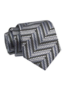 Krawat - ALTIES - Grafitowo Stalowy w Geometryczny Wzór KRALTS0779 ze sklepu JegoSzafa.pl w kategorii Krawaty - zdjęcie 142557080