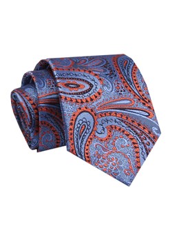 Krawat - ALTIES - Niebieski, Motyw Pomarańczowy KRALTS0754 ze sklepu JegoSzafa.pl w kategorii Krawaty - zdjęcie 142557100