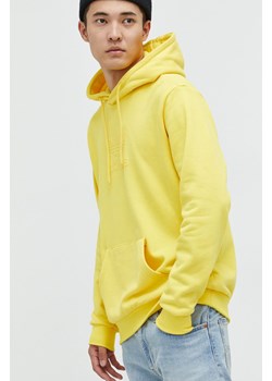 adidas Originals bluza bawełniana męska kolor żółty z kapturem z nadrukiem ze sklepu ANSWEAR.com w kategorii Bluzy męskie - zdjęcie 142579983