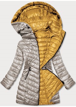 Pikowana dwustronna kurtka damska beż-ciemny żółty (m20-7636-62+75) ze sklepu goodlookin.pl w kategorii Kurtki damskie - zdjęcie 142627564