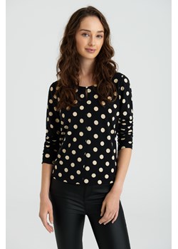 Dzianinowa bluzka w grochy, czarna ze sklepu Greenpoint.pl w kategorii Bluzki damskie - zdjęcie 142658420