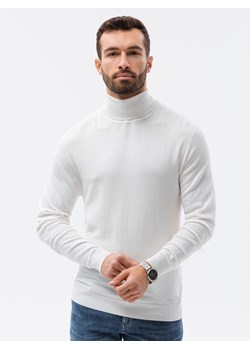 Sweter męski z golfem E179 - biały ze sklepu ombre w kategorii Swetry męskie - zdjęcie 142717980