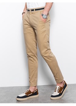 Spodnie męskie chino P156 - beżowe ze sklepu ombre w kategorii Spodnie męskie - zdjęcie 142718013