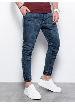 Spodnie męskie jeansowe joggery P1027 - niebieskie ze sklepu ombre w kategorii Jeansy męskie - zdjęcie 142718361