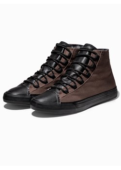 Buty męskie sneakersy - brązowe T378 ze sklepu ombre w kategorii Trampki męskie - zdjęcie 142718460