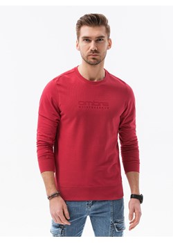 Bluza męska bez kaptura z nadrukiem - czerwona B1160 ze sklepu ombre w kategorii Bluzy męskie - zdjęcie 142718471