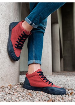 Buty męskie sneakersy - czerwone T377 ze sklepu ombre w kategorii Trampki męskie - zdjęcie 142718671