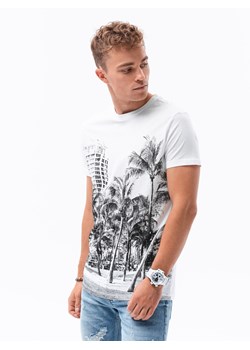 T-shirt męski z nadrukiem - biały V1 S1680 ze sklepu ombre w kategorii T-shirty męskie - zdjęcie 142718880
