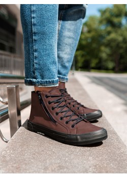 Trampki męskie sneakersy T352 - ciemnobrązowe ze sklepu ombre w kategorii Trampki męskie - zdjęcie 142718971