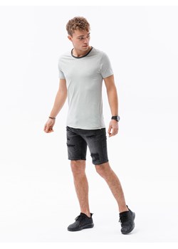 T-shirt męski bawełniany - jasnoszary V2 S1385 ze sklepu ombre w kategorii T-shirty męskie - zdjęcie 142719410