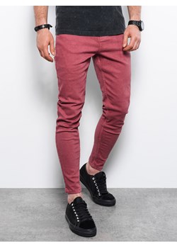 Spodnie męskie jeansowe o kroju SLIM FIT - czerwone V7 P1058 ze sklepu ombre w kategorii Jeansy męskie - zdjęcie 142719490