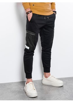 Spodnie męskie dresowe joggery - czarne V4 P917 ze sklepu ombre w kategorii Spodnie męskie - zdjęcie 142719542