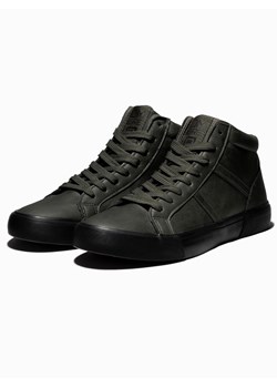 Buty męskie sneakersy T379 - ciemnooliwkowe ze sklepu ombre w kategorii Trampki męskie - zdjęcie 142720354