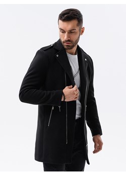 Płaszcz męski na krój ramoneski - czarny V1 C537 ze sklepu ombre w kategorii Płaszcze męskie - zdjęcie 142720413