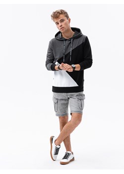 Bluza męska z kapturem - grafitowa/czarna B1050 ze sklepu ombre w kategorii Bluzy męskie - zdjęcie 142720724