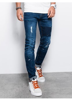 Spodnie męskie jeansowe SKINNY FIT - niebieskie P1063 ze sklepu ombre w kategorii Spodnie męskie - zdjęcie 142721702