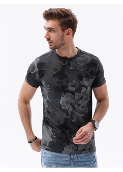 T-shirt męski z nadrukiem - grafitowy V6 S1377 ze sklepu ombre w kategorii T-shirty męskie - zdjęcie 142721862