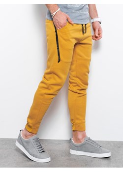 Spodnie męskie dresowe joggery - żółte V6 P919 ze sklepu ombre w kategorii Spodnie męskie - zdjęcie 142722150