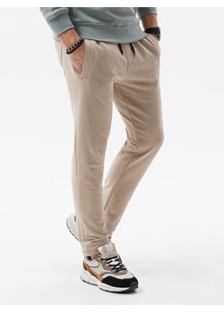 Spodnie męskie dresowe P946 - beżowe ze sklepu ombre w kategorii Spodnie męskie - zdjęcie 142722571