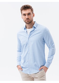 Koszula męska w kratę REGULAR FIT - jasnoniebieska V1 K621 ze sklepu ombre w kategorii Koszule męskie - zdjęcie 142723530