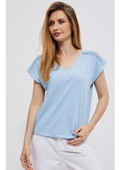 Bluzka z ażurowym zdobieniem 3846, Kolor niebieski, Rozmiar XL, Moodo ze sklepu Primodo w kategorii Bluzki damskie - zdjęcie 142747743