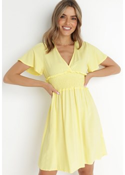 Żółta Sukienka z Wiskozy Gulpari ze sklepu Born2be Odzież w kategorii Sukienki - zdjęcie 142753471