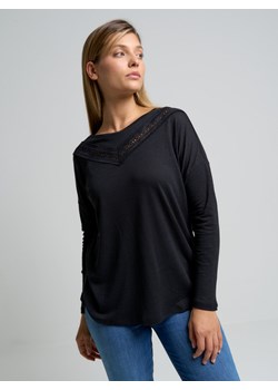 Lniana bluzka damska z koronką czarna Yara 906 ze sklepu Big Star w kategorii Bluzki damskie - zdjęcie 142763380