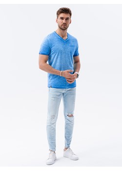T-shirt męski z kieszonką - niebieski melanż V1 S1388 ze sklepu ombre w kategorii T-shirty męskie - zdjęcie 142790771