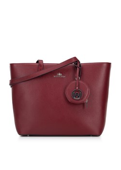 Torebka shopperka ze skóry naturalnej z etui i breloczkiem ciemny czerwona ze sklepu WITTCHEN w kategorii Torby Shopper bag - zdjęcie 142846670
