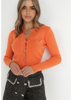 Pomarańczowy Kardigan Patli ze sklepu Born2be Odzież w kategorii Swetry damskie - zdjęcie 142904394
