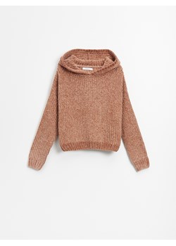 Szenilowy sweter z kapturem brązowy - Brązowy ze sklepu House w kategorii Swetry damskie - zdjęcie 143059602