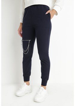 Granatowe Spodnie Crowen ze sklepu Born2be Odzież w kategorii Spodnie damskie - zdjęcie 143069944