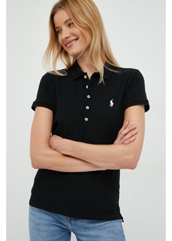 Polo Ralph Lauren polo damski kolor czarny z kołnierzykiem ze sklepu ANSWEAR.com w kategorii Bluzki damskie - zdjęcie 143072162