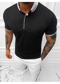 Koszulka polo męska czarna OZONEE E/1040/1 ze sklepu ozonee.pl w kategorii T-shirty męskie - zdjęcie 143080201