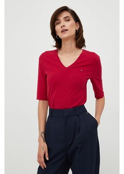 Tommy Hilfiger t-shirt damski kolor czerwony ze sklepu ANSWEAR.com w kategorii Bluzki damskie - zdjęcie 143173570