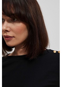 Bawełniana bluzka z długim rękawem czarna ze sklepu Moodo.pl w kategorii Bluzki damskie - zdjęcie 143223234
