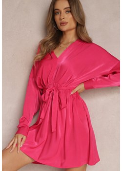 Fuksjowa Sukienka z Paskiem Halitha ze sklepu Renee odzież w kategorii Sukienki - zdjęcie 143243183